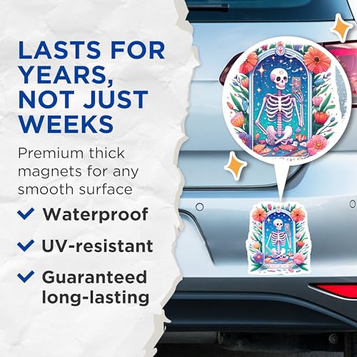 (2 Pack) Vibrant Floral Art Magnet - Fun Fridge Decor - 5" On Longest Side - Sticks to Smooth Flat Surfaces - Made in USA - MAG9406