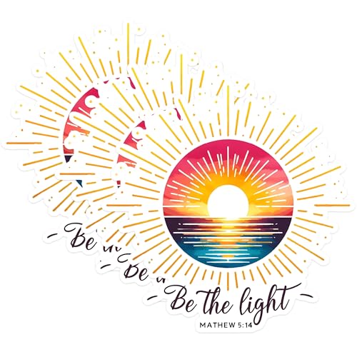 (3 Pack) Be The Light Decals - Bible Verse Sticker - Christian Laptop Decal - 3 Inches On Longest Side - Easy Peel & Apply - Made in USA - 3MCS1635