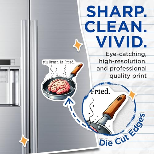 (2 Pack) My Brain is Fried Magnets - Humorous Kitchen Decor - 5" On Longest Side - for Cars, Fridges, Toolboxes - Made in USA - MAG7600