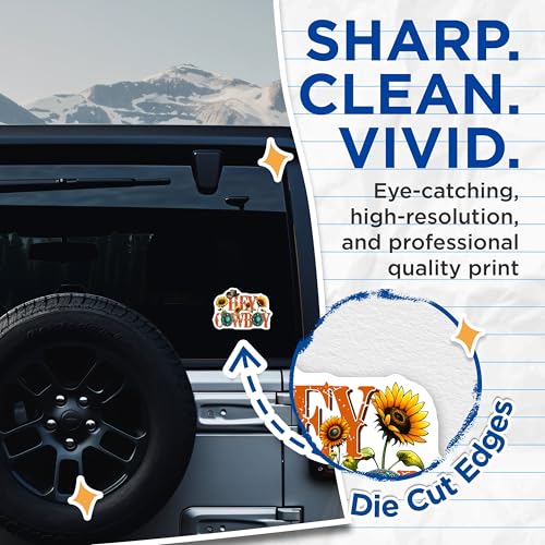 (2 Pack) Hey Cowboy Stickers - Sunflower Stickers - Western Cowboy Stickers - Country Style Decor Stickers - 5" On Longest Side - Sticks to Any Smooth Flat Surface - Made in USA - BMCS3161