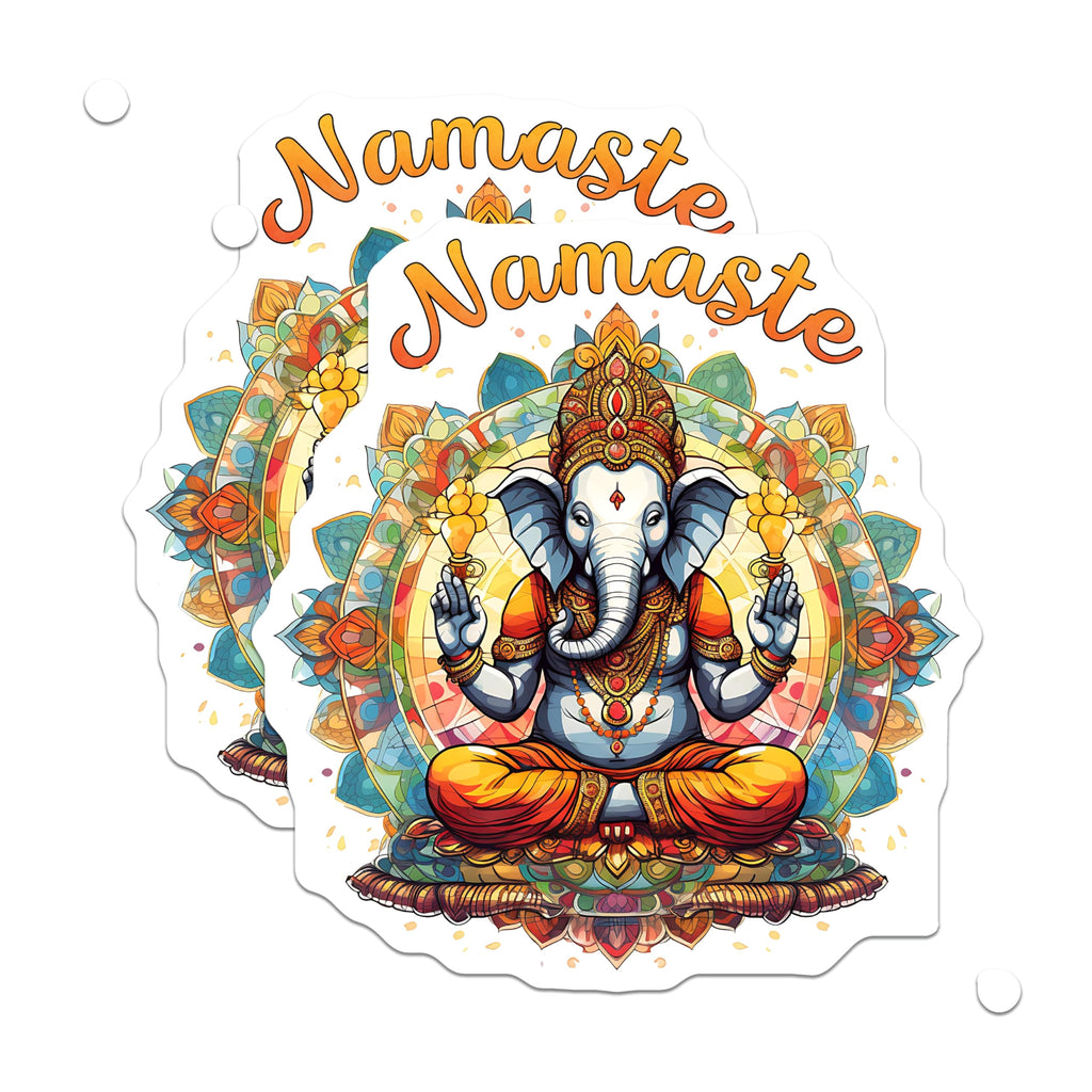 (2 Pack) Ganesha Magnets - Namaste Mandala Art Decor - Hindu Elephant God Symbol - Spiritual Yoga Meditation Fridge Accessory - 5 Inches On Longest Side - Thick Durable Magnet - Made in USA - MAG21671