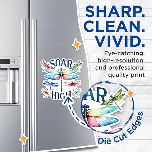 (2 Pack) Soar High Dragonfly Magnets - Inspirational Dragonfly Magnets - Motivational Quote Magnets- 5" On Longest Side - for Fridges, Toolboxes, Cars - Made in USA - MAG2691