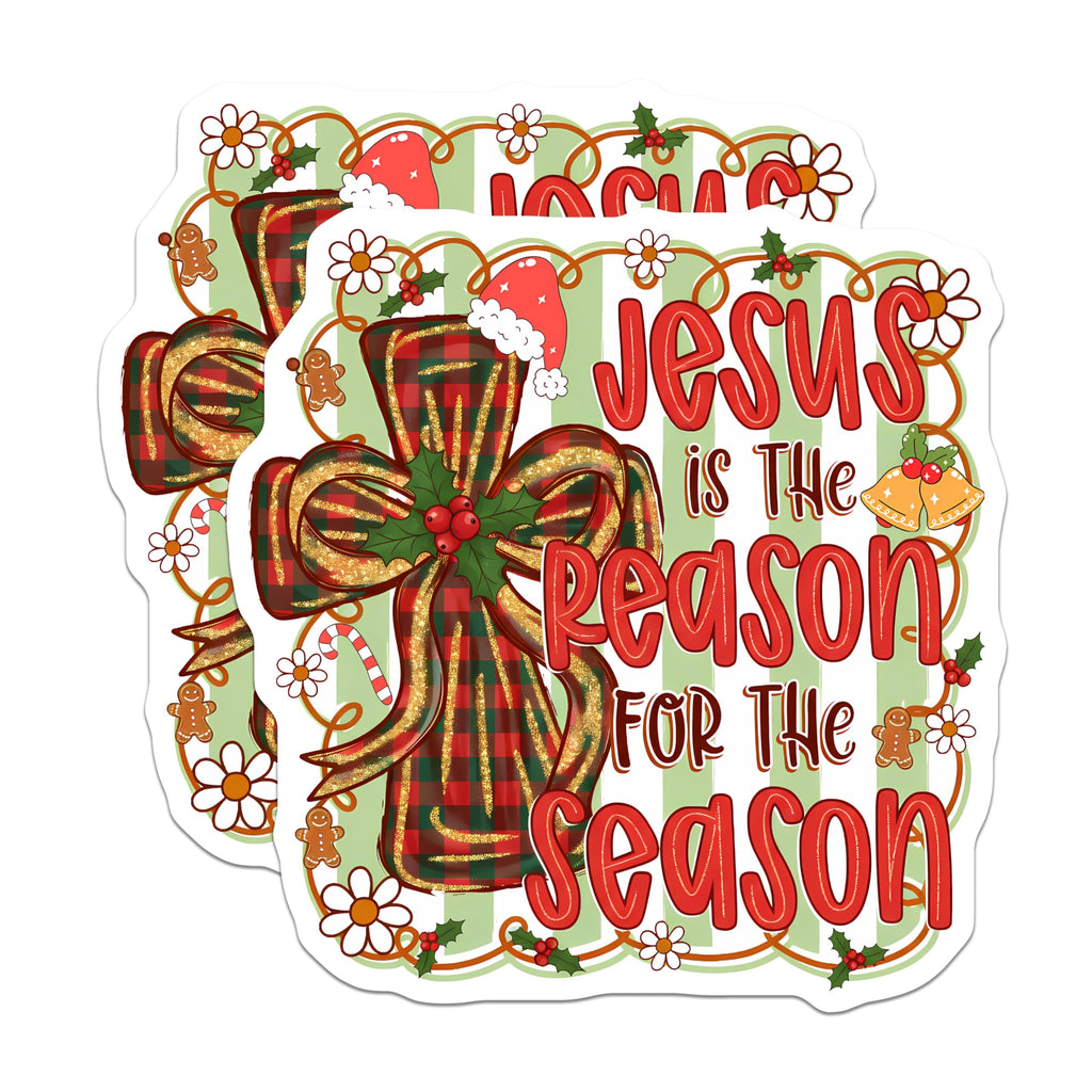 (2 Pack) Jesus is The Reason Magnets - Christian Christmas Decor - Religious Faith Based Holiday Kitchen Item - 5 Inches On Longest Side - Thick Durable Magnet - Made in USA - MAG29518