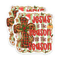 (2 Pack) Jesus is The Reason Magnets - Christian Christmas Decor - Religious Faith Based Holiday Kitchen Item - 5 Inches On Longest Side - Thick Durable Magnet - Made in USA - MAG29518