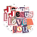 (2 Pack) Jesus Loves You Magnets - Christian Faith Home Decor - Inspirational Scripture Art - Retro Scrapbook Design - 5 Inches On Longest Side - Thick Durable Magnet - Made in USA - MAG19708