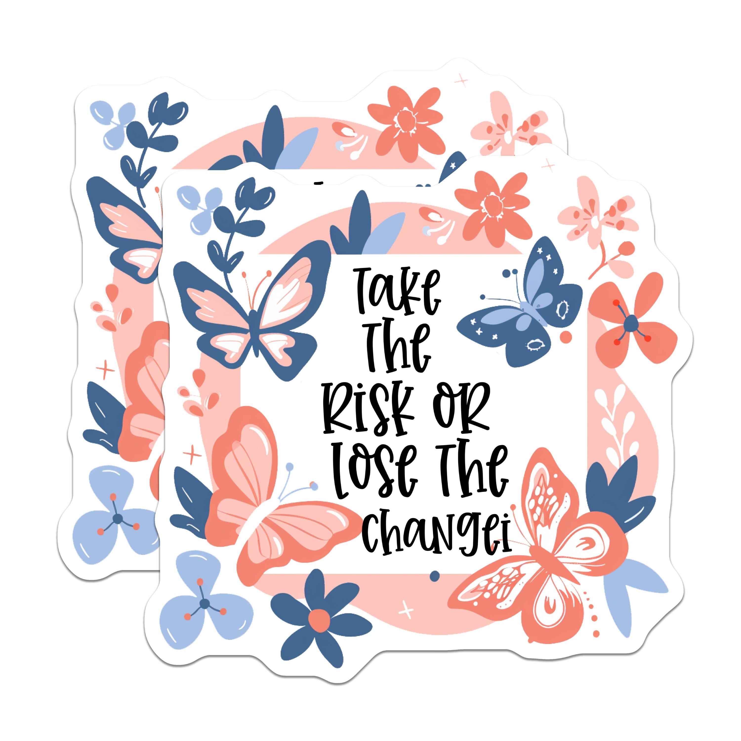 (2 Pack) Inspirational Quote Magnets - Take The Risk Motivation - Butterfly Floral Refrigerator Locker Magnets - 5 Inches On Longest Side - Thick Durable Magnet - Made in USA - MAG37341