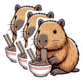 (3 Pack) Capybara Ramen Decals - Laptop Decals - Cute Animal Stickers - 3 Inches On Longest Side - Easy Peel & Apply - Made in USA - 3MCS8682