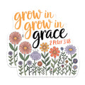 (2 Pack) Grow in Grace Stickers - 2 Peter 3:18-5" On Longest Side - Sticks to Smooth Flat Surfaces - Made in USA - BMCS8819 - BMCS8819