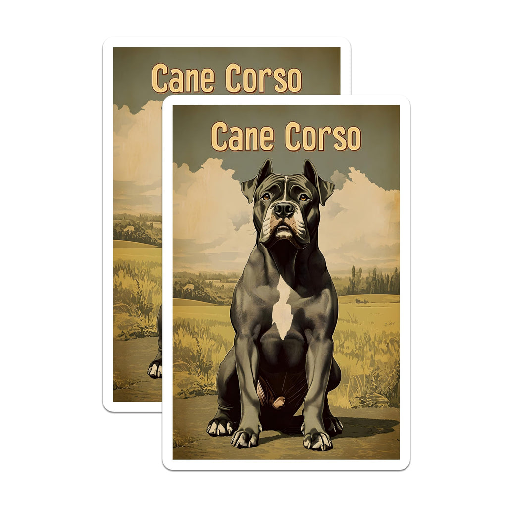 (2 Pack) Cane Corso Magnets - Italian Mastiff Dog Breed Art - Retro Dog Owner Home Decor - Canine Companion Display - 5 Inches On Longest Side - Thick Durable Magnet - Made in USA - MAG20803