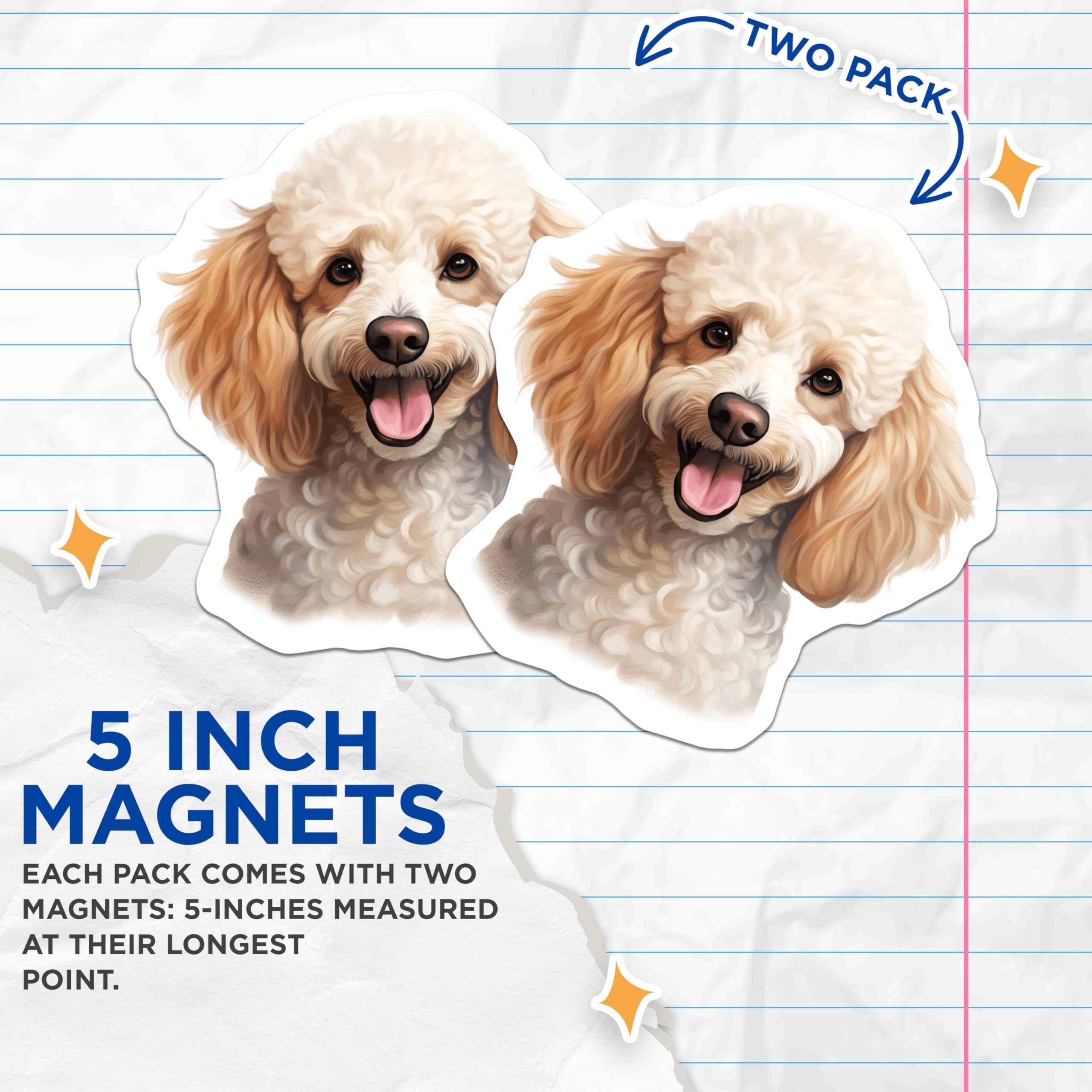 (2 Pack) Happy Poodle Magnets - Adorable Dog Refrigerator Decor - Pet Lover Home Accessories - 5 Inches On Longest Side - Thick Durable Magnet - Made in USA - MAG24959