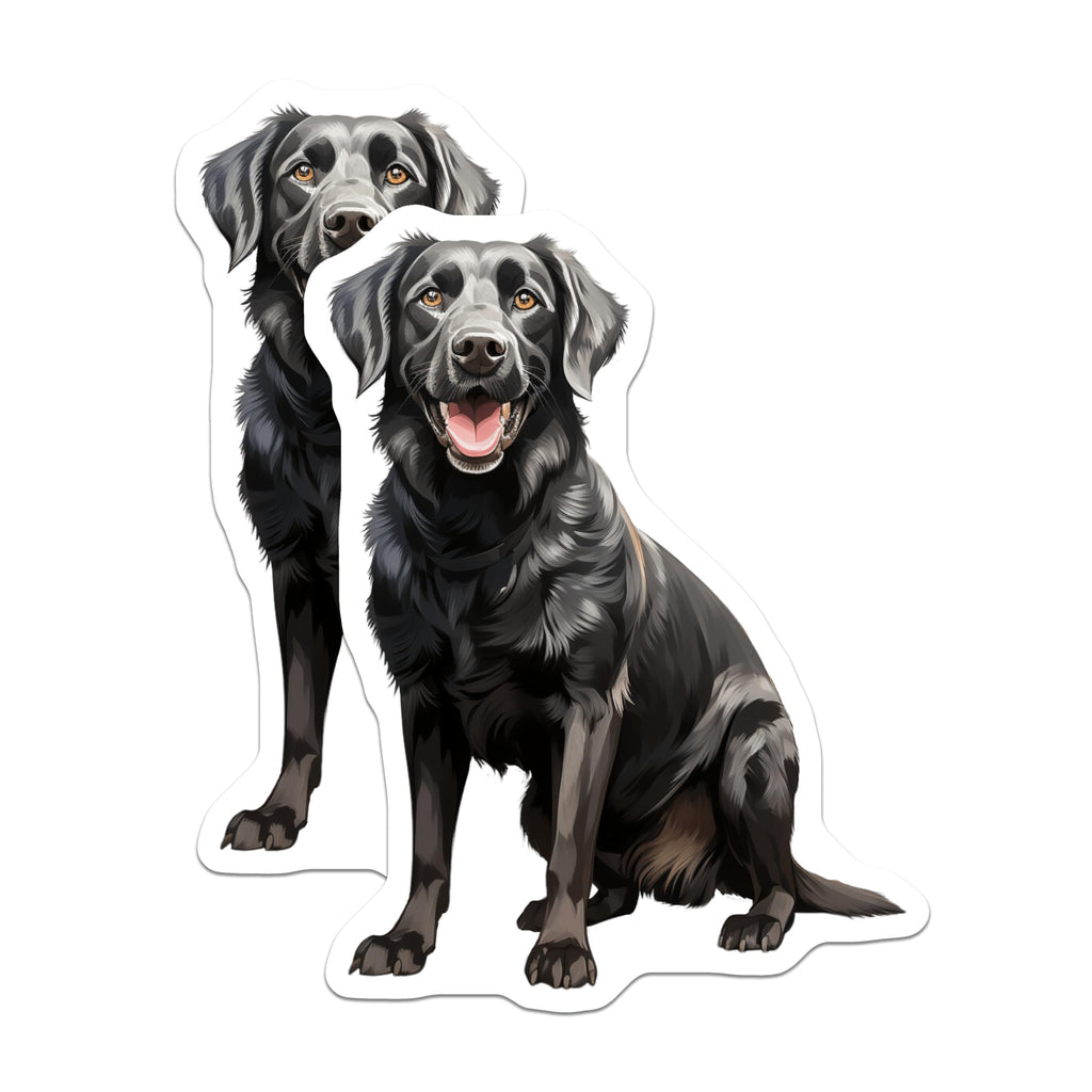 (2 Pack) Black Labrador Retriever Magnets - Happy Black Lab Art - Dog Mom Decor - Pet Owner Fridge Accessory - 5 Inches On Longest Side - Thick Durable Magnet - Made in USA - MAG30224