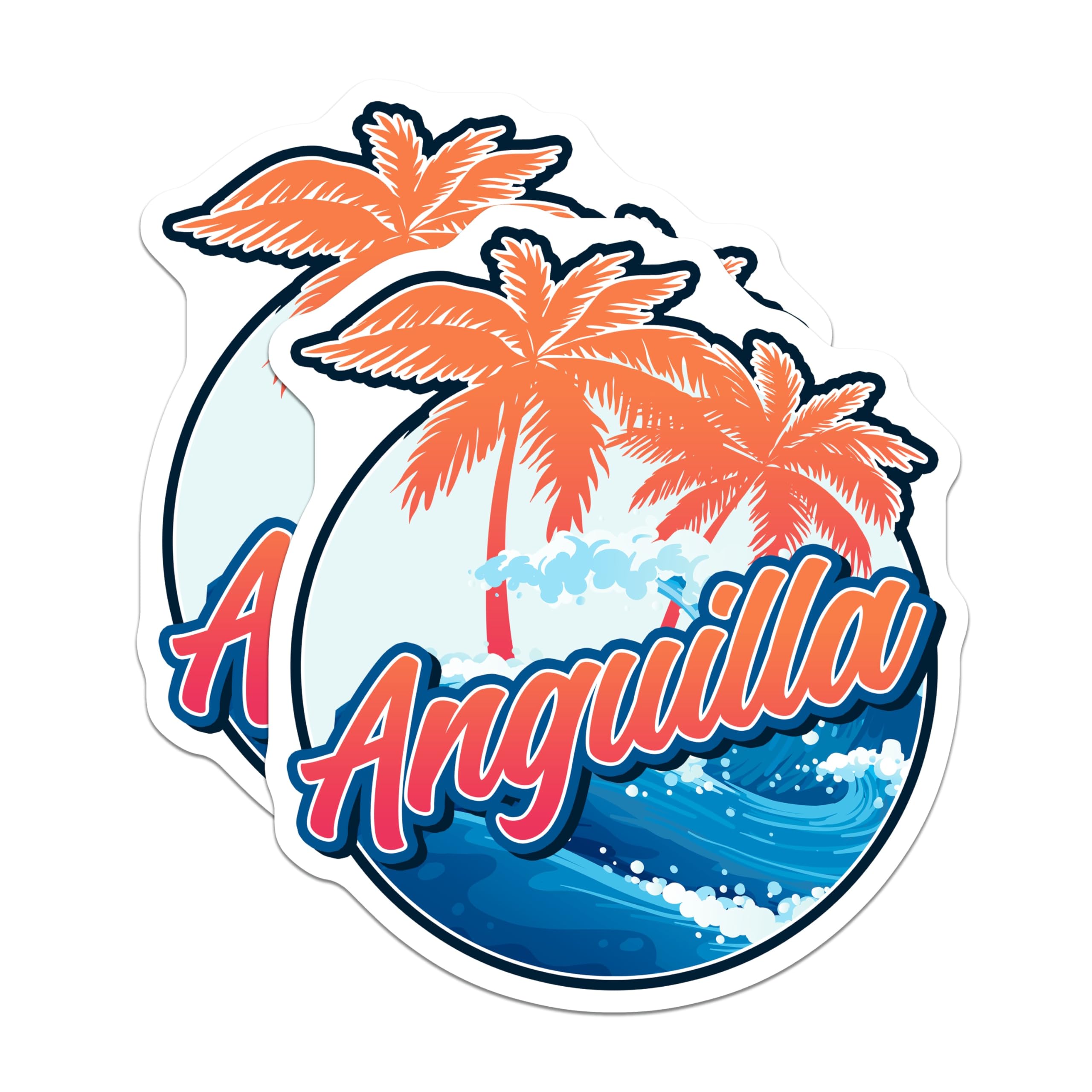 (2 Pack) Anguilla Travel Magnets - Island Vacation - Tropical Souvenir - 5" On Longest Side - Premium Magnet - for Cars, Refrigerators, Toolboxes, Lockers - Made in USA - MAG17670