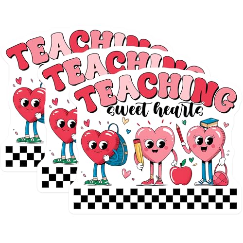 (3 Pack) Teaching Sweet Hearts Decals - Teacher Appreciation - Back to School Stickers - 3 Inches On Longest Side - Easy Peel & Apply - Made in USA - 3MCS6417
