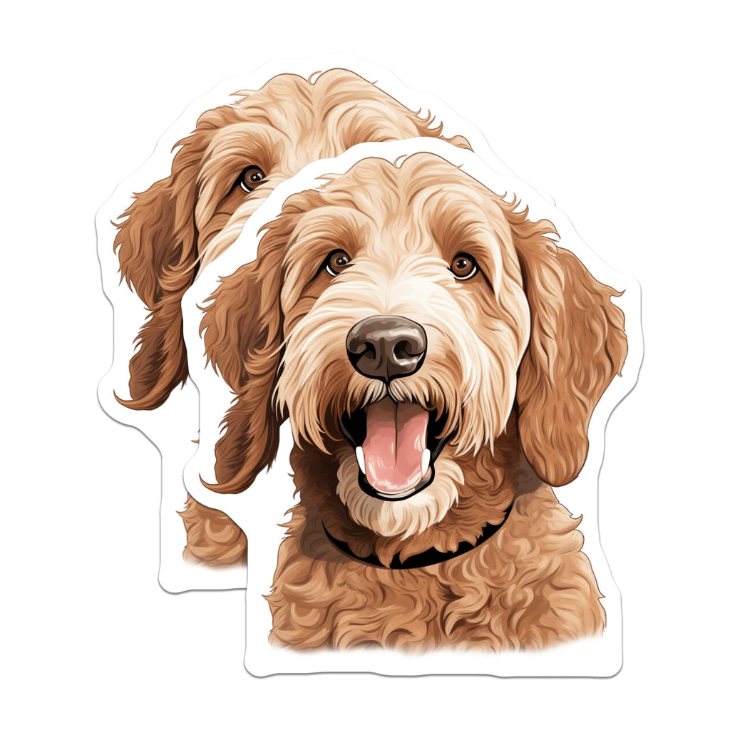 (2 Pack) Goldendoodle Magnets - Dog Lover Decor - Pet Parent Refrigerator Art - Cute Doodle Art - 5 Inches On Longest Side - Thick Durable Magnet - Made in USA - MAG28853