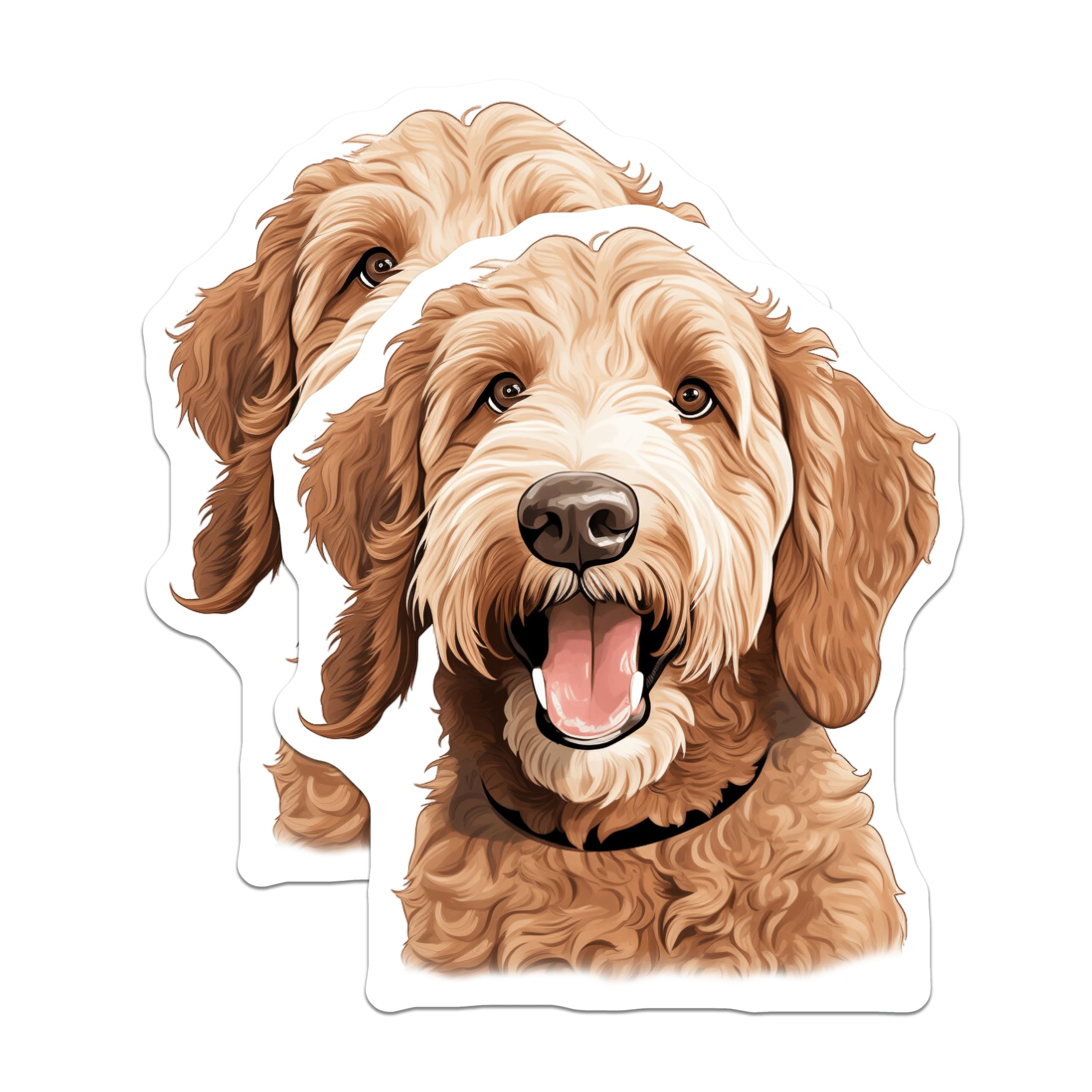 (2 Pack) Goldendoodle Magnets - Dog Lover Decor - Pet Parent Refrigerator Art - Cute Doodle Art - 5 Inches On Longest Side - Thick Durable Magnet - Made in USA - MAG28853