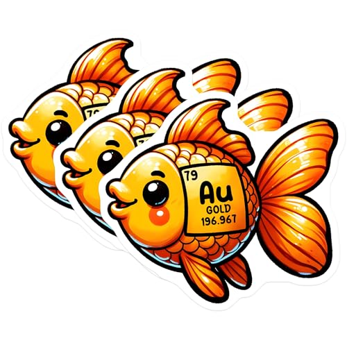(3 Pack) Goldfish Element Decals - Cute Fish - Science Decals - 3 Inches On Longest Side - Easy Peel & Apply - Made in USA - 3MCS6779