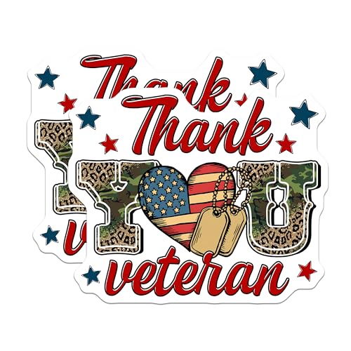 (2 Pack) Thank You Veteran Magnets Magnets - American Flag Decor - Camo and Stars Design - 5" On Longest Side - Made in USA - Sticks to Refrigerators & Metal Surfaces - MAG8367