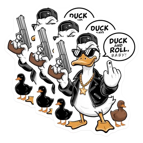 (3 Pack) Duck and Roll Decals - Gangster Duck Sticker - Laptop Decals - 3 Inches On Longest Side - Easy Peel & Apply - Made in USA - 3MCS8297