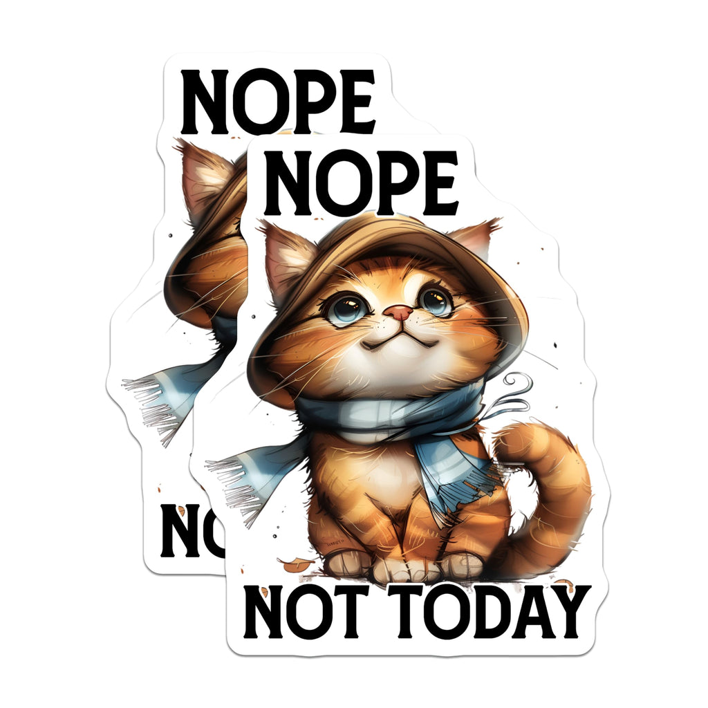 (2 Pack) Nope Not Today Magnets - Funny Cat Memes - Relatable Lazy Cat Decor - 5" On Longest Side - Premium Magnet - for Cars, Refrigerators, Toolboxes, Lockers - Made in USA - MAG14247