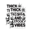 (2 Pack) Thick Thighs and Spooky Vibes Stickers - Halloween Witch Stickers - Pumpkin Theme Stickers - 5" On Longest Side - Sticks to Smooth Flat Surfaces - Made in USA - BMCS6103