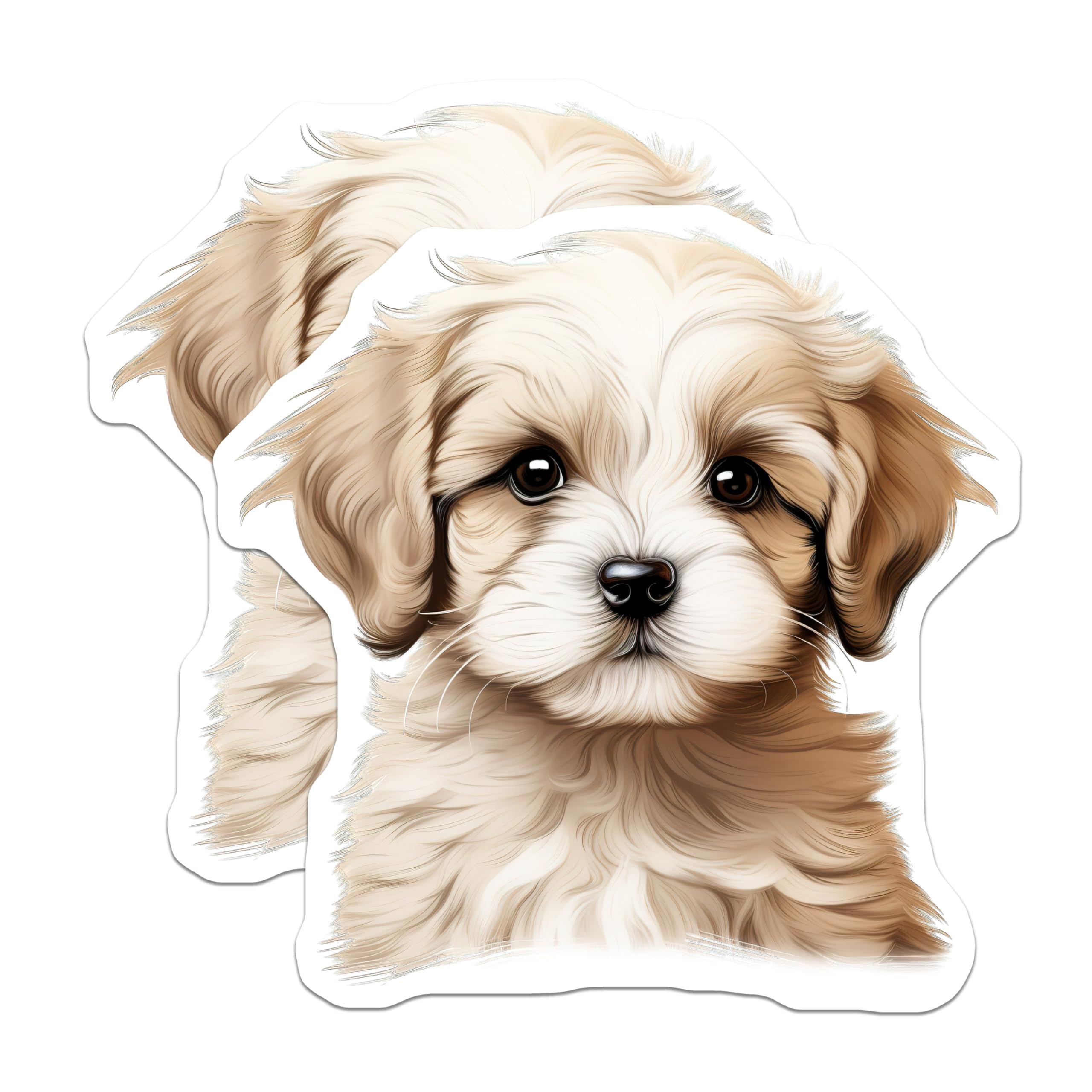 (2 Pack) Sweet Puppy Dog Magnets - Adorable Fluffy Pet Home Kitchen Refrigerator Decor - Animal Themed Display - 5 Inches On Longest Side - Thick Durable Magnet - Made in USA - MAG23440
