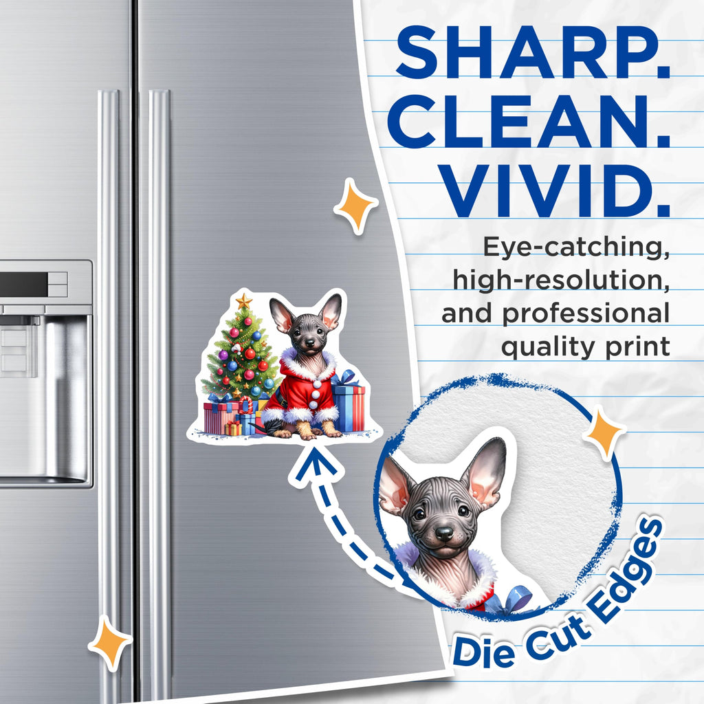 (2 Pack) Sphynx Dog Christmas Magnets - Santa Pet Holiday Decor - Animal Lover Refrigerator Decoration - 5 Inches On Longest Side - Thick Durable Magnet - Made in USA - MAG25255