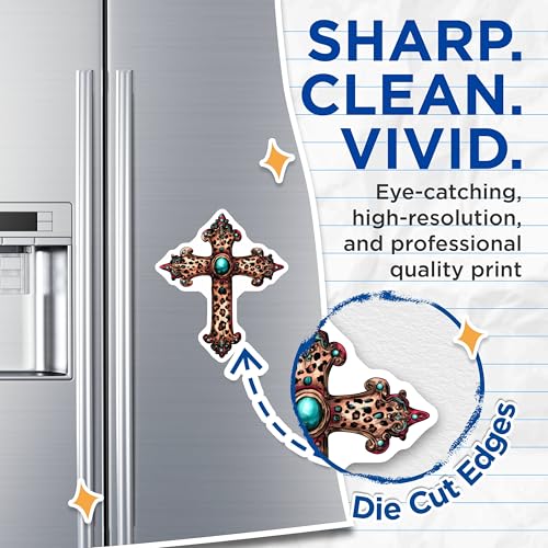 (2 Pack) Leopard Print Cross Magnets Magnets - 5" On Longest Side - Made in USA - Sticks to Refrigerators & Metal Surfaces - MAG8734