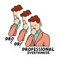 (3 Pack) Professional Overthinker Decals - Thinking Man Sticker - Funny Laptop Decal - 3 Inches On Longest Side - Easy Peel & Apply - Made in USA - 3MCS0558