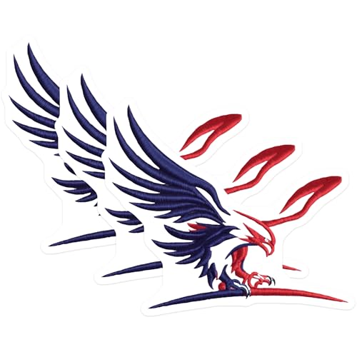 (3 Pack) Eagle Decals - Patriotic Laptop Stickers - Red and Blue American Eagle- 3 Inches On Longest Side - Easy Peel & Apply - Made in USA - 3MCS5205