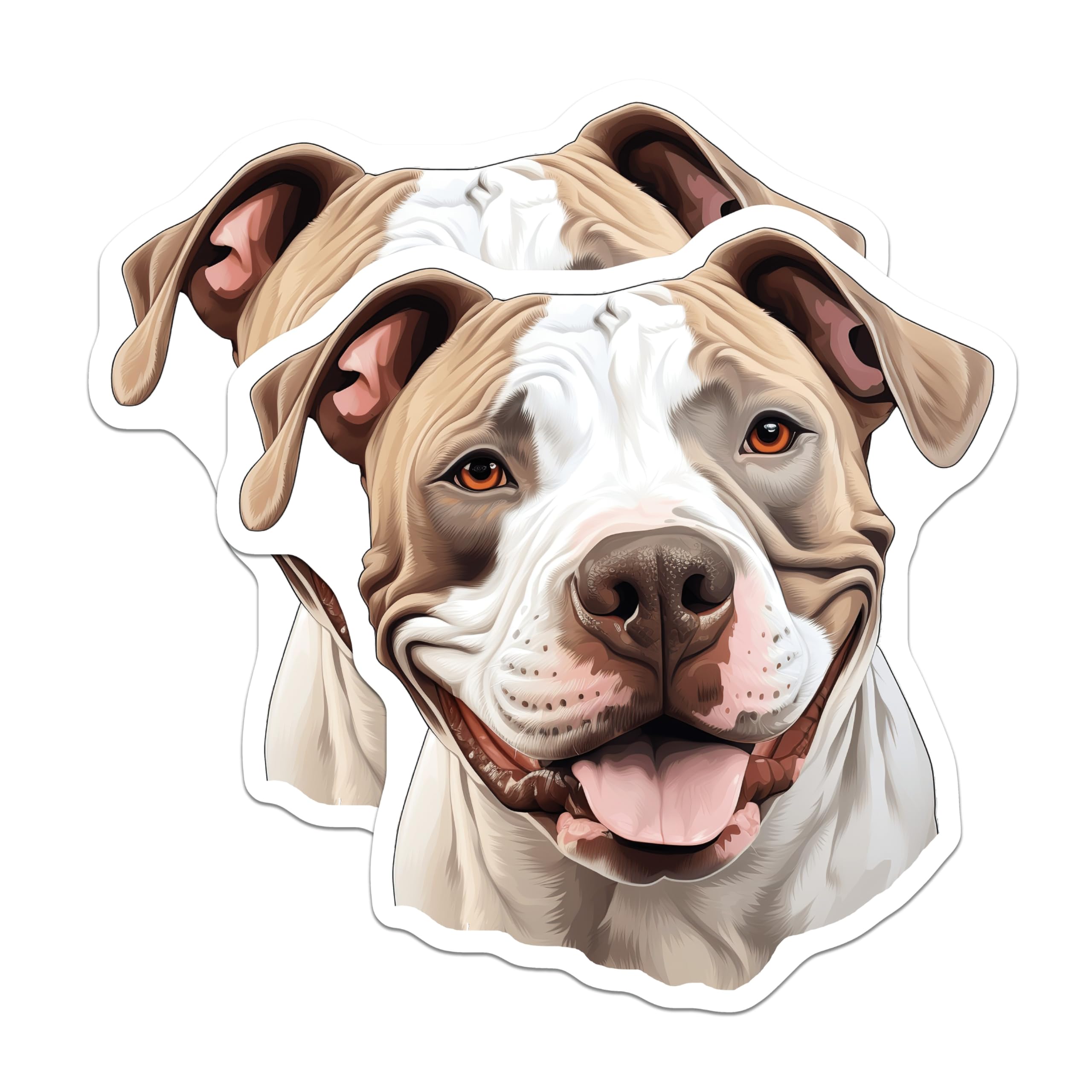 (2 Pack) Happy Pitbull Magnets - Smiling Dog Lover Decor - Pet Owner Kitchen Accessories - Animal Art Fridge Home Locker - 5 Inches On Longest Side - Thick Durable Magnet - Made in USA - MAG25671