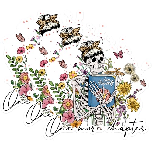 (3 Pack) Skeleton Book Decals - One More Chapter - Laptop Decals - 3 Inches On Longest Side - Easy Peel & Apply - Made in USA - 3MCS1822