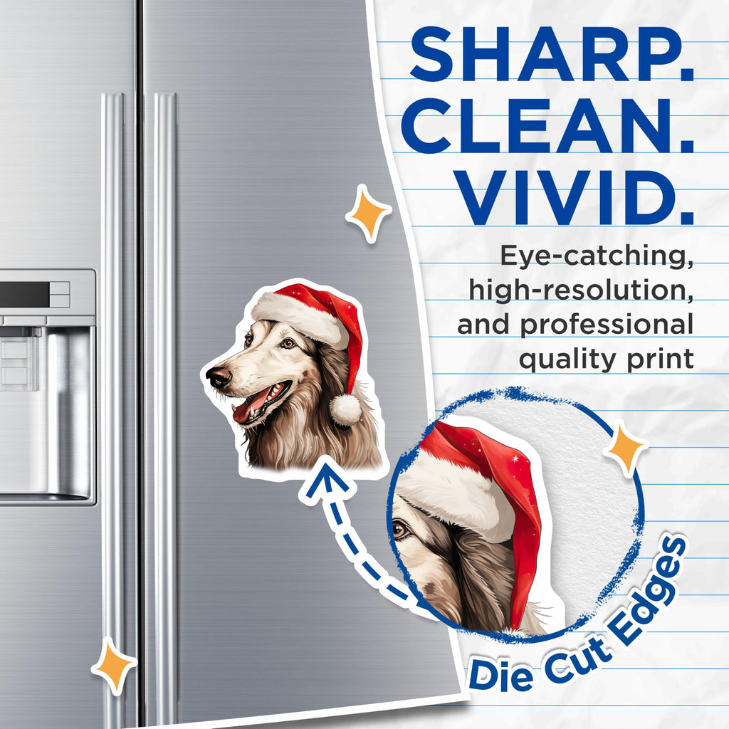 (2 Pack) Christmas Dog Magnets - Festive Santa Hat Husky Refrigerator Magnets - Holiday Pet Decor Set - 5 Inches On Longest Side - Thick Durable Magnet - Made in USA - MAG29179