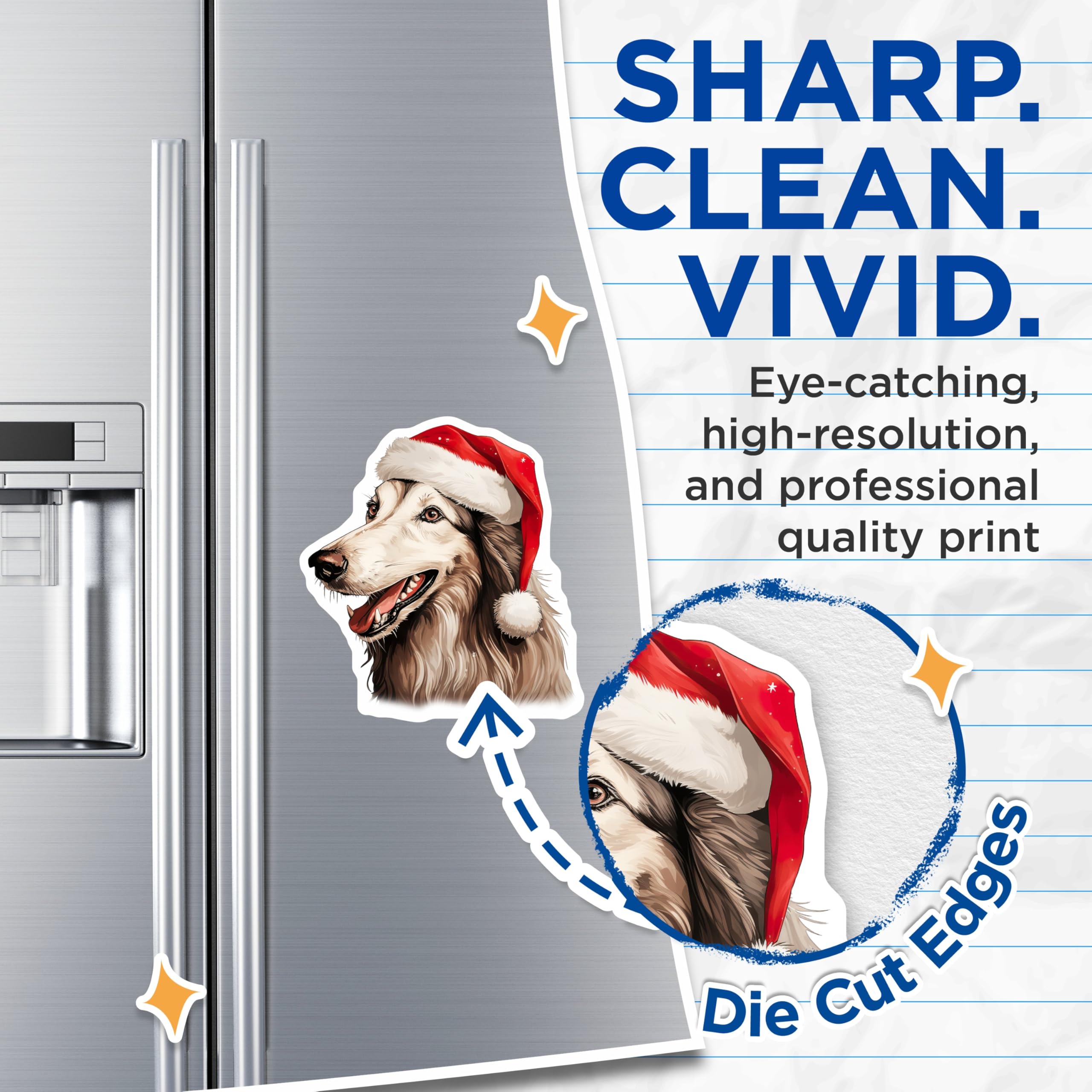 (2 Pack) Christmas Dog Magnets - Festive Santa Hat Husky Refrigerator Magnets - Holiday Pet Decor Set - 5 Inches On Longest Side - Thick Durable Magnet - Made in USA - MAG29179