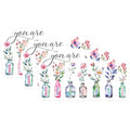 (3 Pack) Floral Vases Decals - Inspirational Words - Positive Affirmations - 3 Inches On Longest Side - Easy Peel & Apply - Made in USA - 3MCS7349