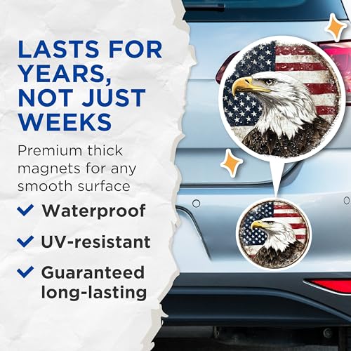 (2 Pack) Patriotic Decor Magnet - 5" On Longest Side - Sticks to Smooth Flat Surfaces - Made in USA - MAG10036