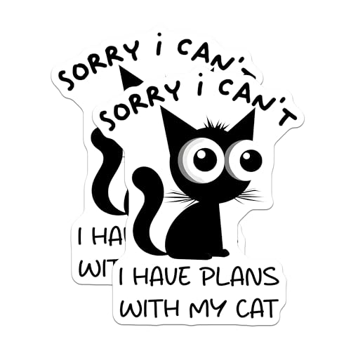 (2 Pack) Cat Quotes Stickers - Funny Feline Lover - I Have Plans - 5" On Longest Side - Sticks to Smooth Flat Surfaces - Made in USA - BMCS7351