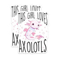 (2 Pack) This Girl Loves Axolotls Stickers - Cute Axolotl Decal - Fun Animal - 5" On Longest Side - Sticks to Smooth Flat Surfaces - Made in USA - BMCS7785