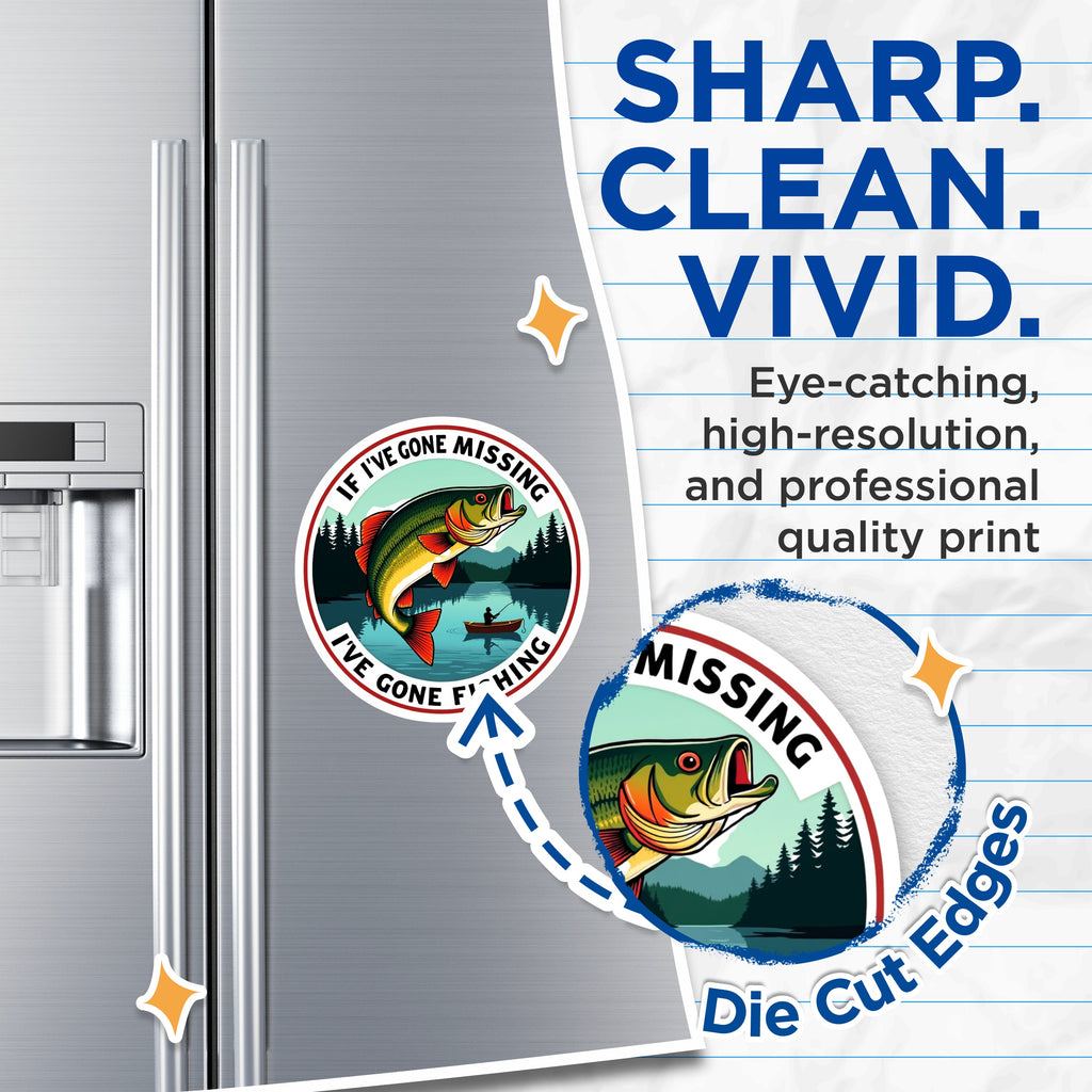 (2 Pack) Funny Fishing Magnets - Outdoorsman Refrigerator Decor - Gone Fishing Quote Saying - 5 Inches On Longest Side - Thick Durable Magnet - Made in USA - MAG39858