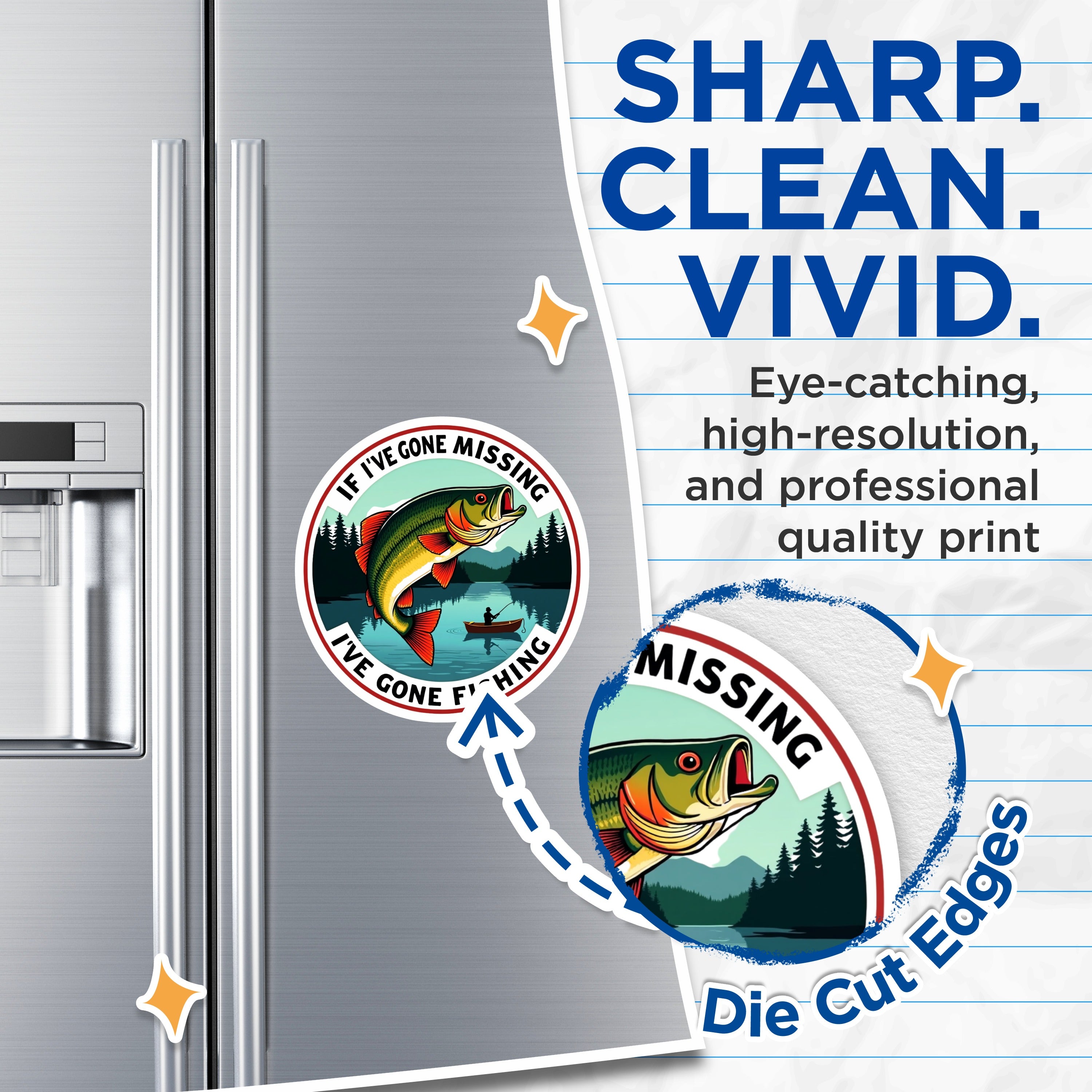 (2 Pack) Funny Fishing Magnets - Outdoorsman Refrigerator Decor - Gone Fishing Quote Saying - 5 Inches On Longest Side - Thick Durable Magnet - Made in USA - MAG39858