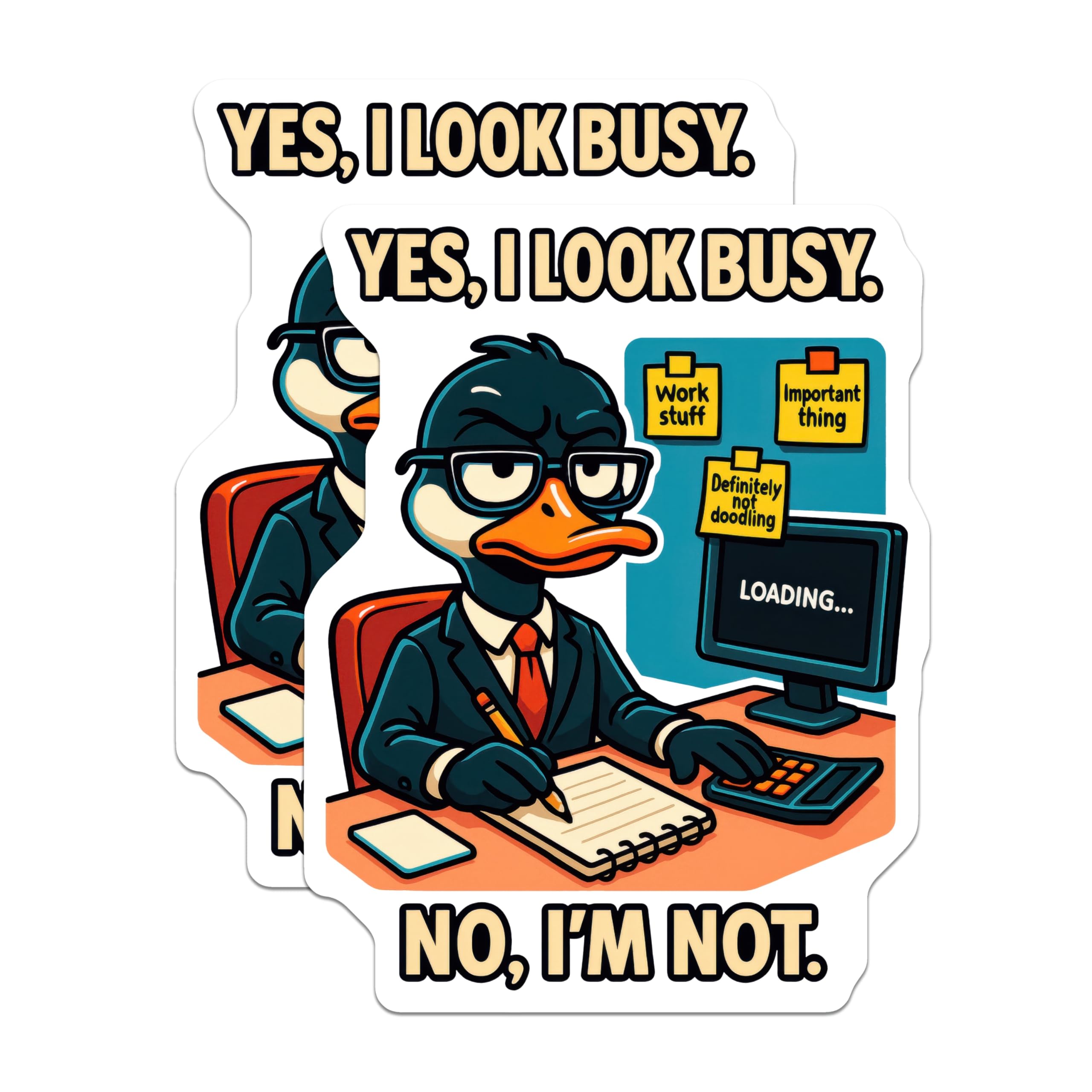 (2 Pack) Funny Duck Magnets - Office Humor Decor - Sarcastic Work Desk Art - 5 Inches On Longest Side - Thick Durable Magnet - Made in USA - MAG20293