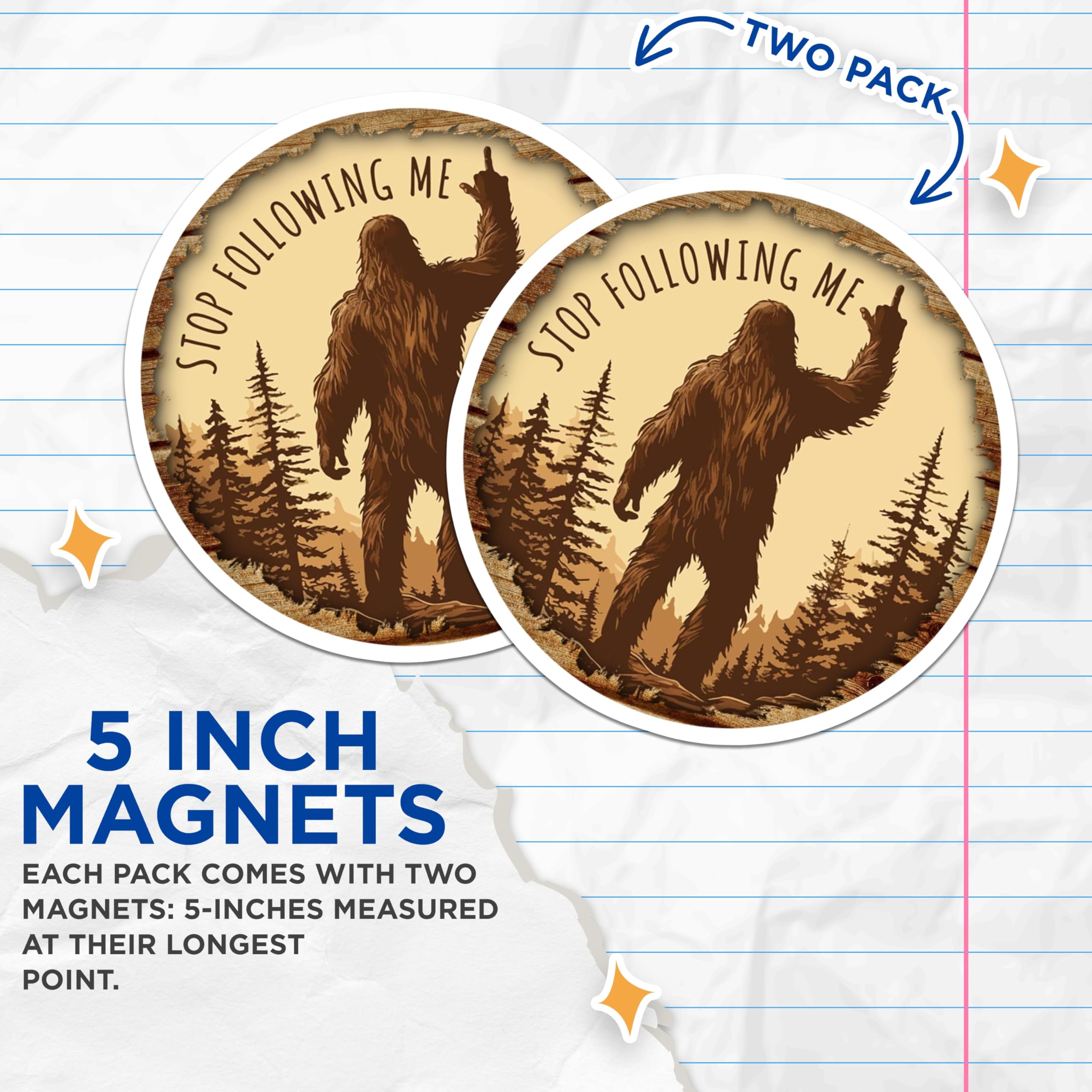 (2 Pack) Bigfoot Magnets - Funny Sasquatch Middle Finger Humor - Forest Cryptid Sarcastic Outdoor Decor - Yeti Legend - 5 Inches On Longest Side - Thick Durable Magnet - Made in USA - MAG24976