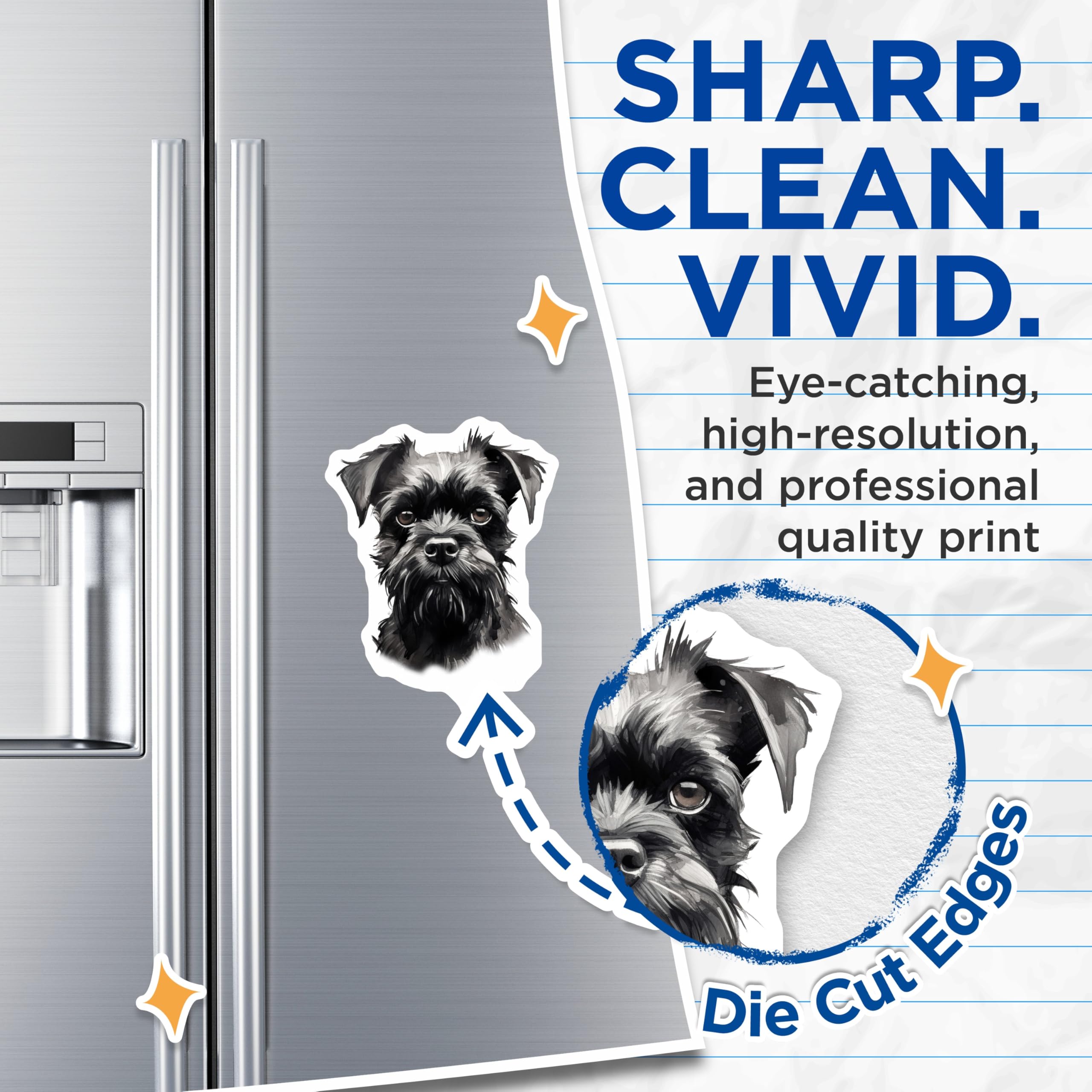 (2 Pack) Black Schnauzer Magnets - Dog Lover Fridge Decor - Pet Owner Kitchen Art - Schnauzer Mom Dad Decor - 5 Inches On Longest Side - Thick Durable Magnet - Made in USA - MAG29244