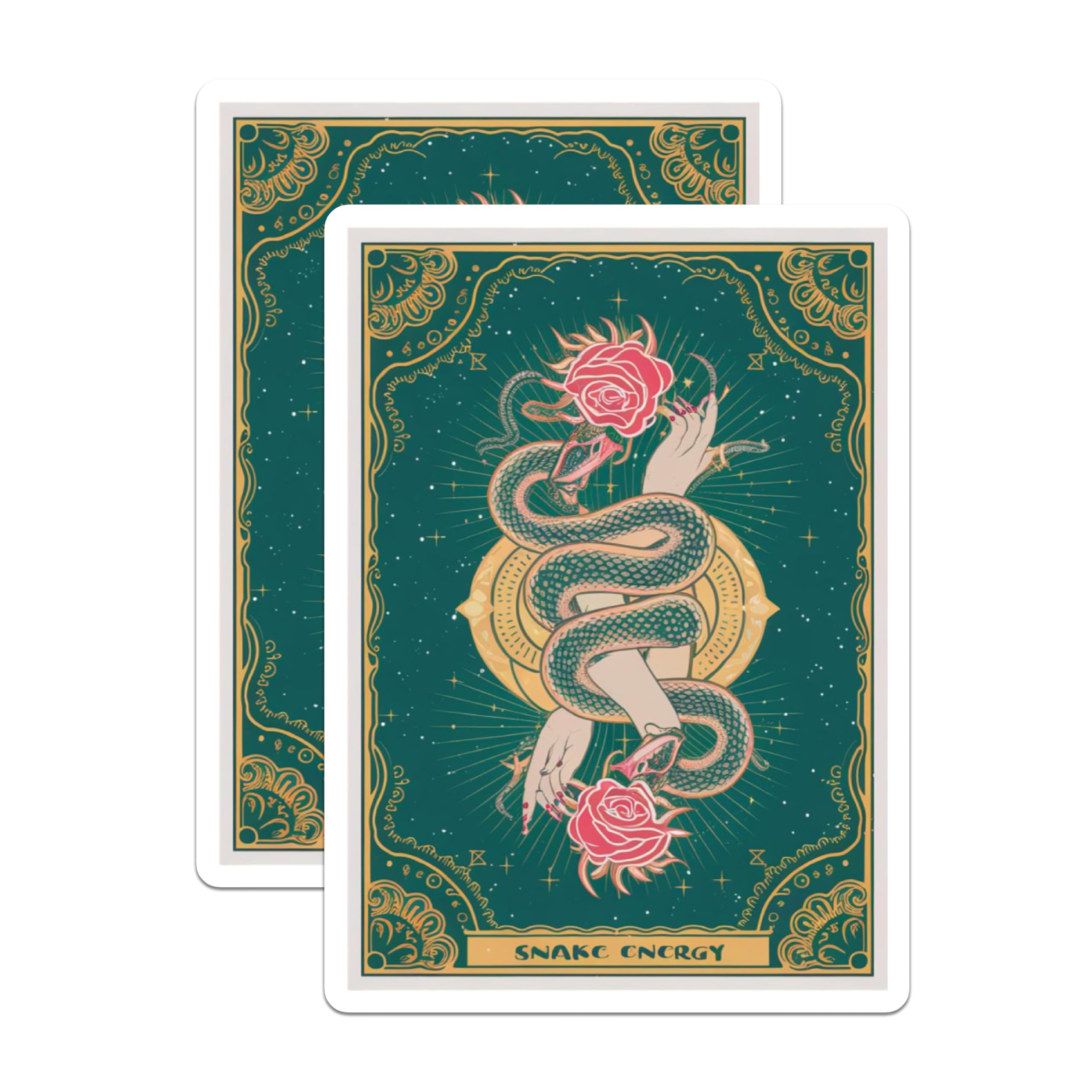 (2 Pack) Snake Energy Magnets - Mystical Serpent Rose Design - Enchanting Tarot Witchy Gothic Spiritual Refrigerator Decor - 5 Inches On Longest Side - Thick Durable Magnet - Made in USA - MAG22892