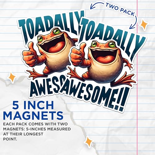 (2 Pack) Toadally Awesome Magnets - Funny Animal Magnets - Cool Fridge Magnets for Kids- 5" On Longest Side - for Fridges, Toolboxes, Cars - Made in USA - MAG2639