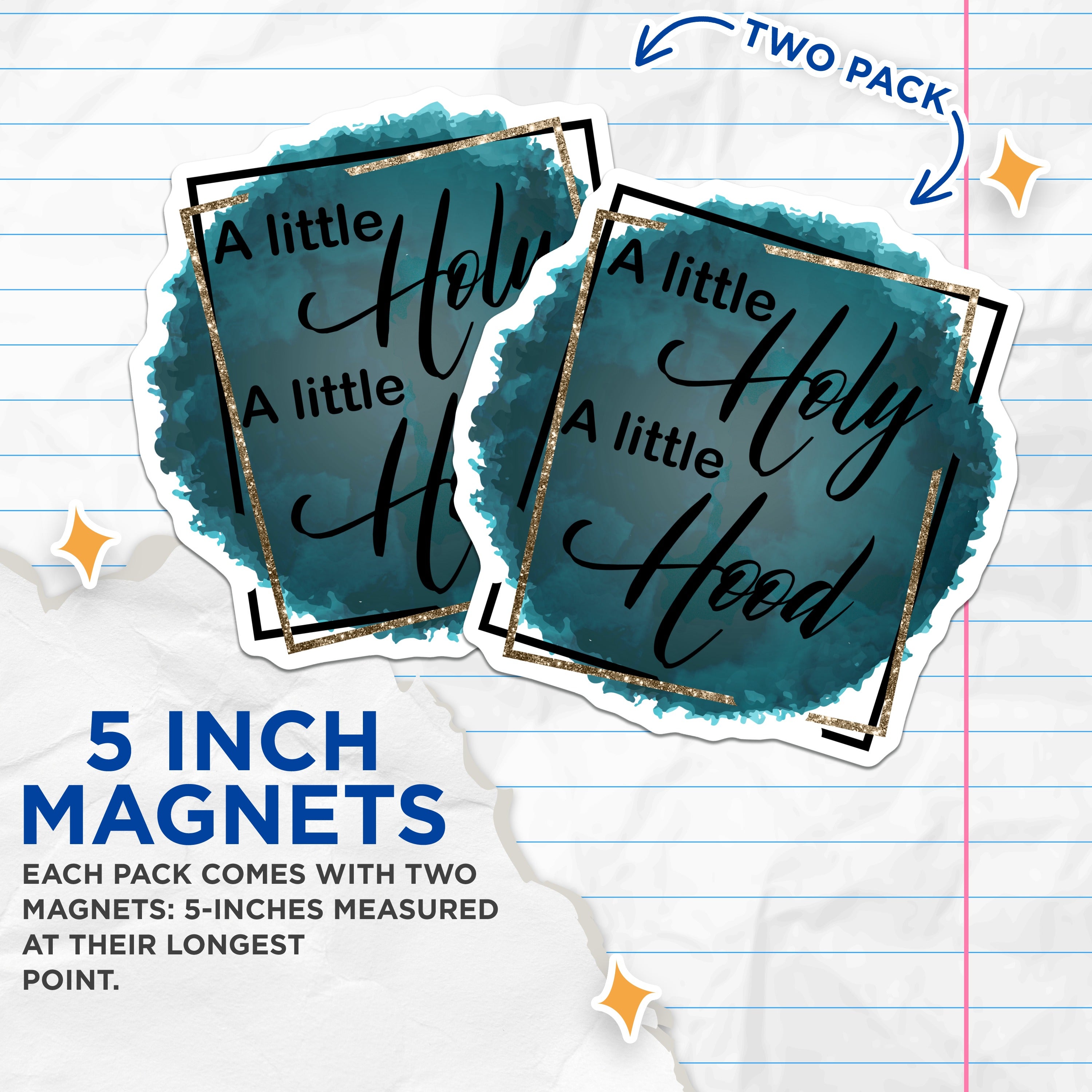 (2 Pack) Holy Hood Magnets - Sassy Christian Woman Decor - Spiritual Humor Refrigerator Magnet - 5 Inches On Longest Side - Thick Durable Magnet - Made in USA - MAG39483