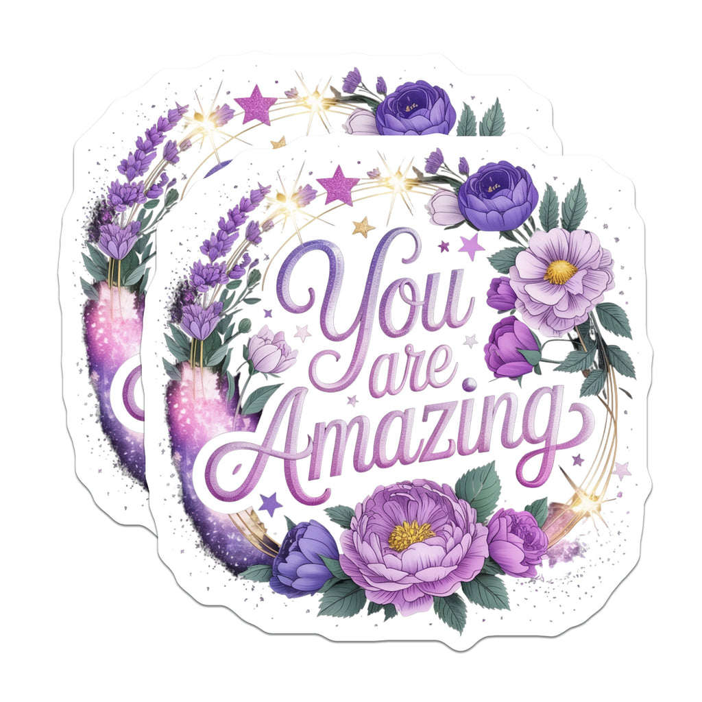 (2 Pack) You are Amazing Magnets - Floral Affirmation - Positive Quote - Inspirational Friend Appreciation Decor - 5 Inches On Longest Side - Thick Durable Magnet - Made in USA - MAG39150