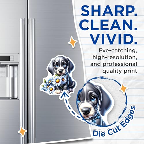 (2 Pack) Floral Dog Magnet - 5" On Longest Side - Sticks to Smooth Flat Surfaces - Made in USA - MAG9587