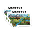 (2 Pack) Montana State Map Magnets - Wildlife Art - Souvenir Decoration - 5" On Longest Side - Premium Magnet - for Cars, Refrigerators, Toolboxes, Lockers - Made in USA - MAG14463
