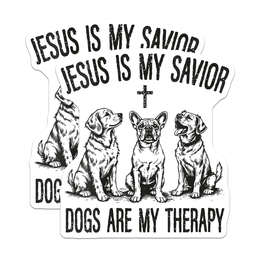 (2 Pack) Jesus My Savior Dogs My Therapy Magnets - Christian Dog Lover - Dog Mom Faith Accessories - 5 Inches On Longest Side - Thick Durable Magnet - Made in USA - MAG27779