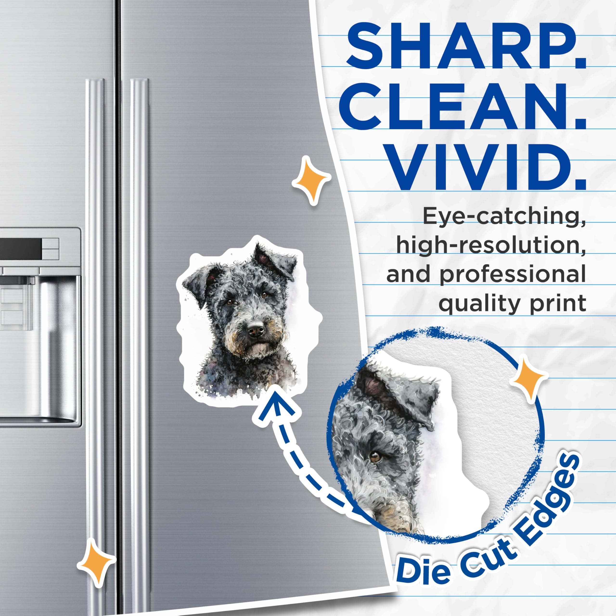 (2 Pack) Watercolor Scruffy Dog Magnets - Pet Parent Decor - Rustic Kitchen Accent - 5 Inches On Longest Side - Thick Durable Magnet - Made in USA - MAG26630